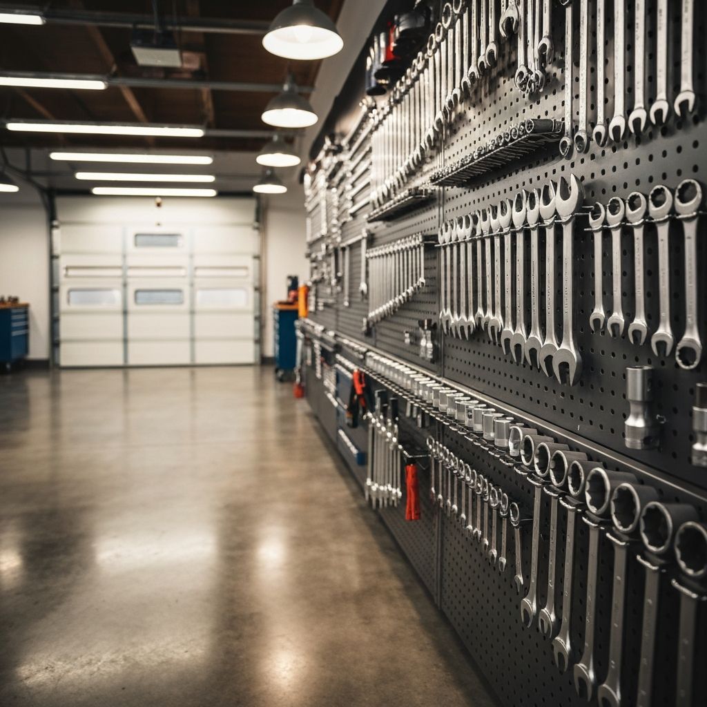 Professional mechanic tools neatly organised in the Picone Motors workshop